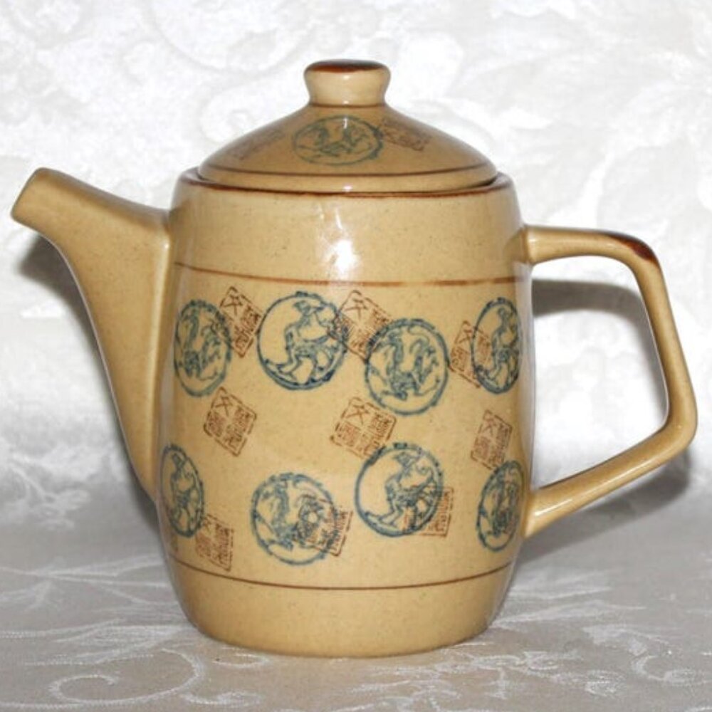 Vintage Pier 1 Japanese Style Teapot Set | Porcelain Tea Pot With 4 Mugs - Picture 2 of 11